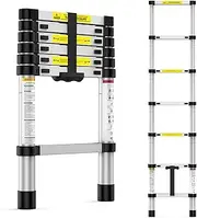 6.5 Ft Telescoping Ladder, 330lbs Capacity Aluminum Extension Ladder with Locking Mechanism and Non-Slip Feet, Portable Folding Ladder, Multi-Purpose Collapsible Ladder for RV, Home, Office