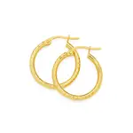 9ct Gold 15mm Diamond-cut Hoop Earrings