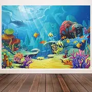 CHAIYA Under The Sea Backdrop Ocean Little Mermaid Backdrop Background for Under The Sea Theme Baby Shower Photo Booth Banner Party Cake Table Decoration 7x5ft