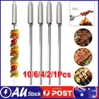 Stainless Steel Barbecue Metal Skewers Flat Needle BBQ Tools Kebab Stick 40cm AU