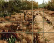 Art Deer Forest Mural Ceramic Backsplash Bath Tile #1559