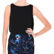 Aidan Mattox Blk Top Blue Copper Metallic dress 6 NWT