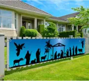 Manger Scene Religious Christmas Yard Signs-Holy Nativity Christmas Banner Large