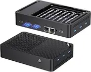 Kinupute Mini PC NAS Intel N150, Desktop Computer 12G LPDDR5 64G EMMC, Win-11 pro, 4*M.2 NVMe Slots, Dual 2.5G NIC, Type-C/USB 3.2 10Gbps, Triple Display, 4K@60Hz, WiFi6, Attached Storage