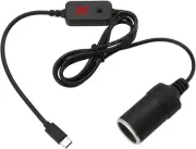 YINETTECH 1Pc PD Type C Male to Cigarette Lighter Adapter Power Cable USB C t...