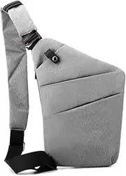 [Generic] Chest Bag for Men/Women Lightweight Multi-Functional Travel Sling Bag Scientific Storage for Fashion Casual Busin Left/Right Shoulder Bag Grey Left