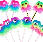 Rainbow Pens, Cute Fluffy Monster Pens Fun Pens Novelty Pens Pom Pom Pen Office