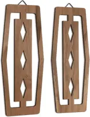CroBlissful 2 Pcs Mid Century Wall Decor Wood Modern Dark Brown