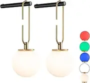 Battery Operated Wall sconces with Remote Control,Dimmable Wall Sconce Set of 2 with 6 RGB Colors,Modern Style Wall Lights fixtures Non hardwire Install (Black)