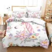 Single/KS/Double/Queen/ King Size Bed Quilt Doona Cover Set--Unicorn