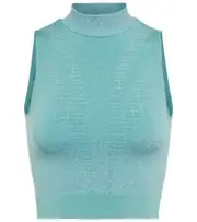 [Wolford] Wolford Shiny Grid mockneck top AU 12 blue