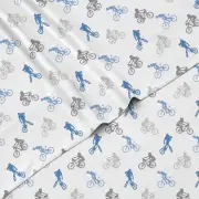 4-Piece BMX Bikers Sheet Set for Boys & Kids - 1 Full Flat Sheet, 1 Full Fitted