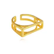 Culturesse Henrietta Sculptural Frame Open Ring 18K Gold Plating Sterling Silver