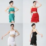 Women Tassel Dance Top Skirt Ballroom Dancewear Tango Salsa Rumba Costume
