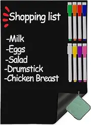 Stoepeoco 12x8 Magnetic Dry Erase Black Whiteboard for Fridge,Dry Erase Board,8 Pens1 Dry Wipe Cloth,Magnetic Soft Black Board for Home, Office, School