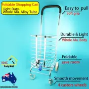 Foldable Shopping Cart Folding Trolley Hand Industrial Shop grocery Wheels Carry