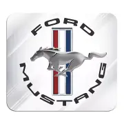 Ford Mustang Circle Logo White Graphic PC Mouse Pad - Custom Designed for Gaming