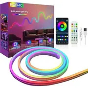 RGBIC LED Neon Rope Light,1.6-16FT USB 5V Color Changing Strip Light with APP Music Control, IP65 Waterproof for Bedroom Party Decor 1PC