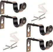 Adjustable Wall Ceiling Bracket Hooks Curtain Drapery Rod Holder 4Pc Set Bronze