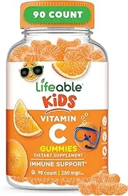Vitamin C 250 mg for Kids – Great Tasting Natural Flavor Gummy Supplement – Vegetarian GMO-Free Chewable Vitamins – for Immune Support – 90 Gummies