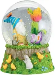 Spring Garden Gnome Snow Globe by Old World Christmas--6.25"H--Shake--#54017