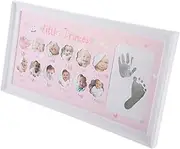 HAMPPLIES Memory Handprint and Footprint Keepsake Frame Kit Monthly Photo Holder for Newborns Stylish Nursery Decoration Inkless Handprint and Footprint Record for Lasting Memories