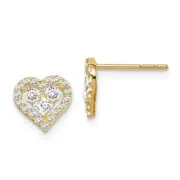 Madi K Kid's Earrings 14k Yellow Gold Cubic Zirconia Heart Post, 0.61 gm