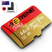 SERENE ULTRA 64GB GOLD/RED V30 Micro SD TF Card, A2 XC MicroSD Adapter Memory