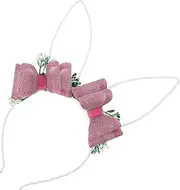 [Healvian] Rabbit Headband Animal Headbands Ear Muffs Bunny Ear Headband Rabbit Ears Headband Head Band Headbands Stuffed Bunny Girl Headbands Adorable Easter Headbands Plush Pink