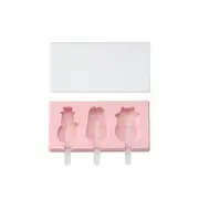 2Pcs Silicone Ice Cream Mold with Cover Handmade DIY Cartoon Animals Fruit Forms Jelly Dessert Ice Cube Maker Pink Popsicle Mould