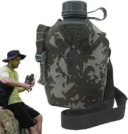 Generico Canteen Water Bottle, 1L Camping and Hiking Hydration Bottle, Quality Outdoor Sports Canteen with Camouflage Cover, Adjustable Strap for Easy Carry, Ideal for Travel