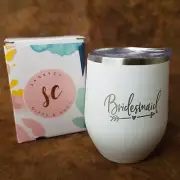 SassyCups Bridesmaid White Stainless Steel 12 Ounce Cup Engraved
