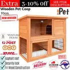 i.Pet Rabbit Hutch Wooden Chicken Coop Guinea Pig House 2 Storey Run Cage 93cm