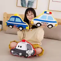 在飛比找ETMall東森購物網優惠-卡通小汽車模型玩偶抱枕交通工具毛絨玩具兒童飛機警車挖掘機公仔
