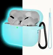 [Lerobo] Airpods Pro 2nd Generation Case 2022, Night Glow Protective Cover Silicone Skin Case Compatible for Apple Airpods Pro 2 with Keychain/Lanyard Accessories,Front LED Visible (Nightglow Blue)