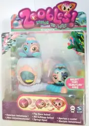 Zoobles Seagonia Obert 061 and Jeremiah 062 Figures Pop Open Action