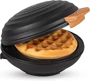 Mini Waffle Manufacturer Machine, Compact 4-inch Portable Compact Design, Easy-to-Clean, Enclosed, Perfect Breakfast, Dessert, Sandwich or Other Sandwiches. Black