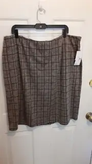 Nordstrom Rack Black&Brown Plaid Pull On Rayon Blend Skirt Plus Sz. 3X NEW