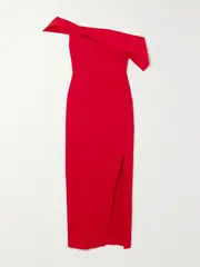 [ROLAND MOURET] ROLAND MOURET - One-shoulder Wool And Silk-blend Crepe Gown - Red - UK 12 UK 12 Red