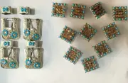 Western Conchos 10 pcs in Silver & 4 pcs heavy western belt buckle silver color