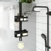 Matt Black Brushed Stainless Steel Hanging Shower Caddy Organizer Rack for