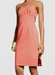 $195 Aidan Mattox Women's Pink Cutout Halter Dress Size 6
