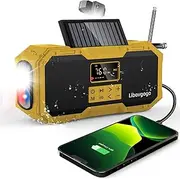 Auto-Scan FM/AM Crank Radio with Mobile Phone Charging Function, Solar Charger, 10 W IPX5 Splash Guard, Bluetooth Speaker, Portable Dynamo Emergency Radio, 4000 mAh Power Bank, Torch, Reading Lamp,