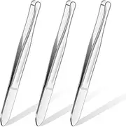 3 Pieces Stainless Steel Round Tip Tweezers Eyebrow Hair Removal Tweezers Makeup Cosmetic Tool Blunt Tip Tool