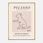 Galrie Elegant Minimalist Picasso Animal Series Drawing Art Print for Home Decor, Wood Frame, A1 60 x 84cm (23 x 33inch)