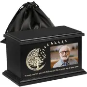 Cremation Urn Large Tree Of Life Picture Frame Black Keepsake Memorial Box New