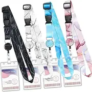 4 Pack Detachable lanyards for Cruise Ship Cards,Retractable Cruise Lanyards,with Waterproof ID Badge Reel Holder, Detachable Buckle for Cruises Ships Key Cards