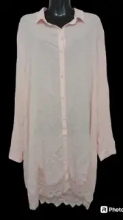 SIZE XL WOMENS PINK LONG SLEEVE LACE PETER ALEXANDER NIGHTIE SLEEP SHIRT