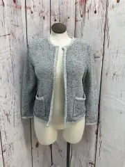 NWT Ann Taylor White Black Open Cardigan Size Large TCC