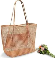 [Generic] Beach Mesh Tote Bag, Casual Tote Bag Hobo for Women Foldable 23L Shoulder Handbag Bag Pool Swimming Bag Accessories